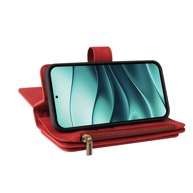 For Redmi Note 14 5G Skin Feel Multi Card Slots Zipper Wallet Leather Phone Case