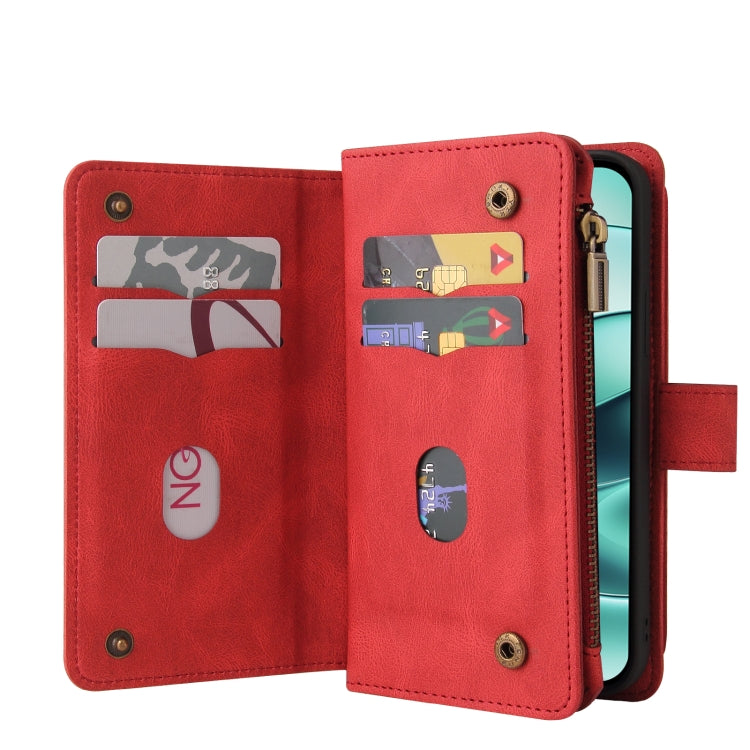 For Redmi Note 14 5G Skin Feel Multi Card Slots Zipper Wallet Leather Phone Case