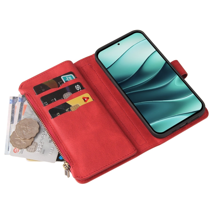 For Redmi Note 14 5G Skin Feel Multi Card Slots Zipper Wallet Leather Phone Case