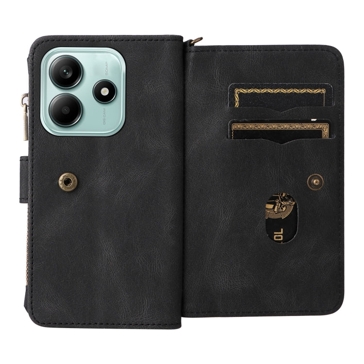 For Redmi Note 14 5G Skin Feel Multi Card Slots Zipper Wallet Leather Phone Case