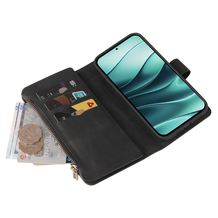 For Redmi Note 14 5G Skin Feel Multi Card Slots Zipper Wallet Leather Phone Case