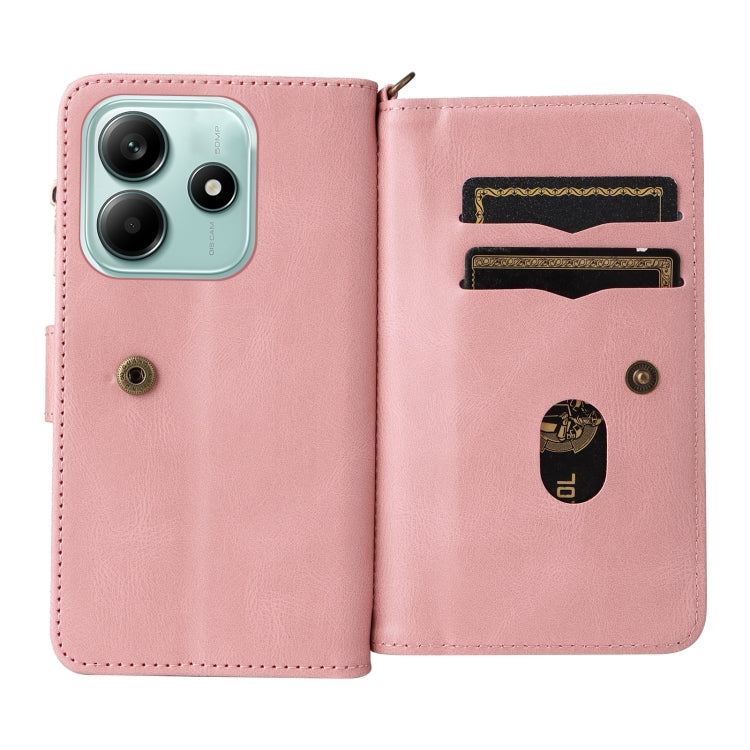 For Redmi Note 14 5G Skin Feel Multi Card Slots Zipper Wallet Leather Phone Case