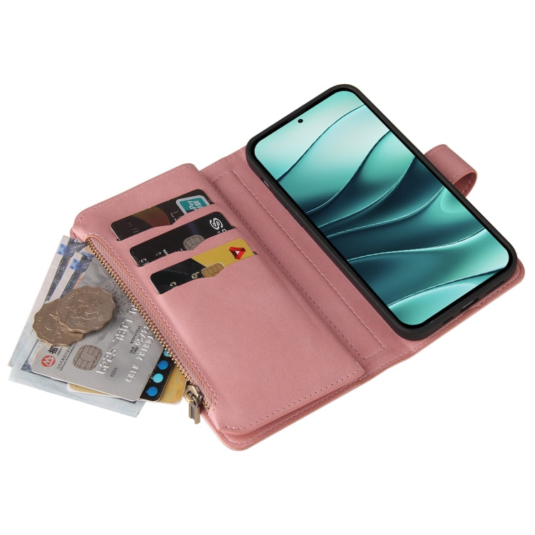 For Redmi Note 14 5G Skin Feel Multi Card Slots Zipper Wallet Leather Phone Case