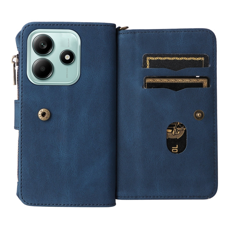 For Redmi Note 14 5G Skin Feel Multi Card Slots Zipper Wallet Leather Phone Case