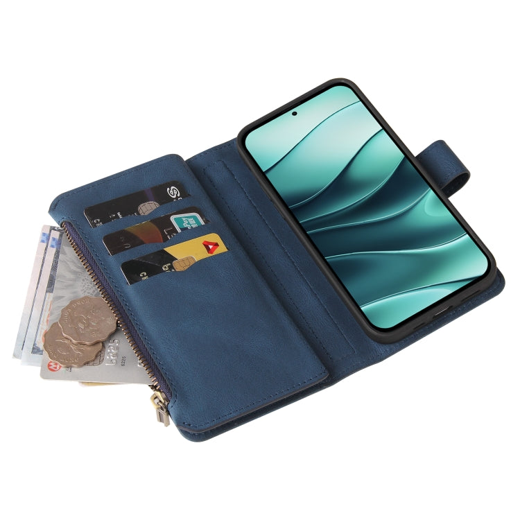 For Redmi Note 14 5G Skin Feel Multi Card Slots Zipper Wallet Leather Phone Case