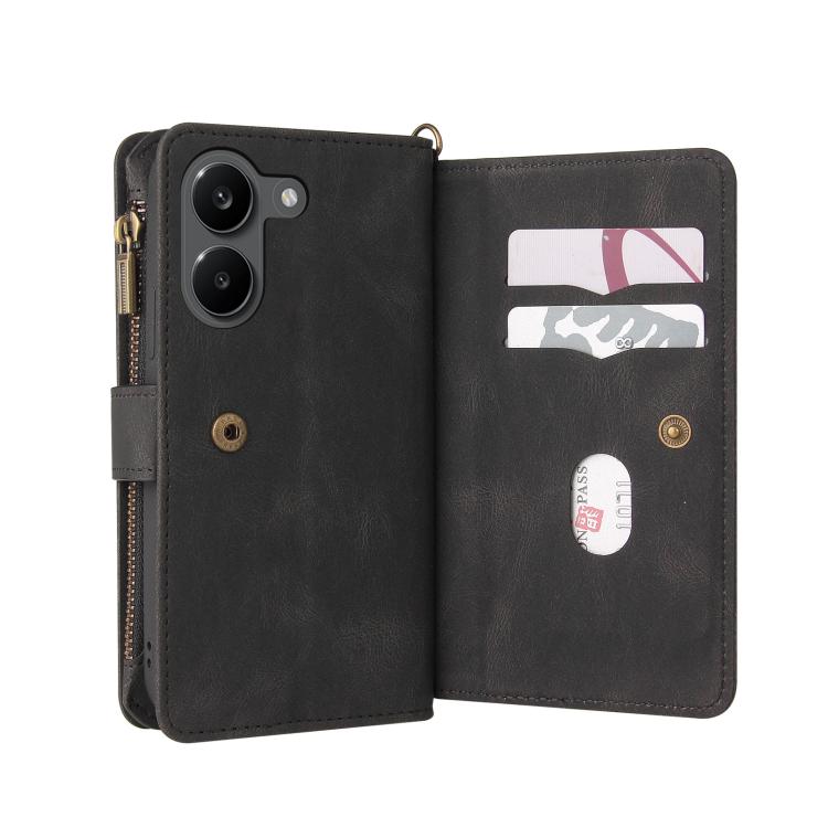 For Redmi Turbo 5 / Poco X8 Pro 5G Skin Feel Multi Card Slots Zipper Wallet Leather Phone Case