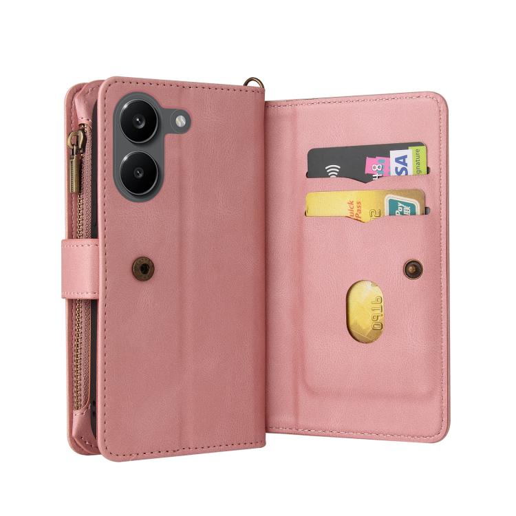 For Redmi Turbo 5 / Poco X8 Pro 5G Skin Feel Multi Card Slots Zipper Wallet Leather Phone Case