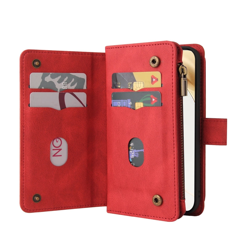 For Honor 200 Skin Feel Multi Card Slots Zipper Wallet Leather Phone Case