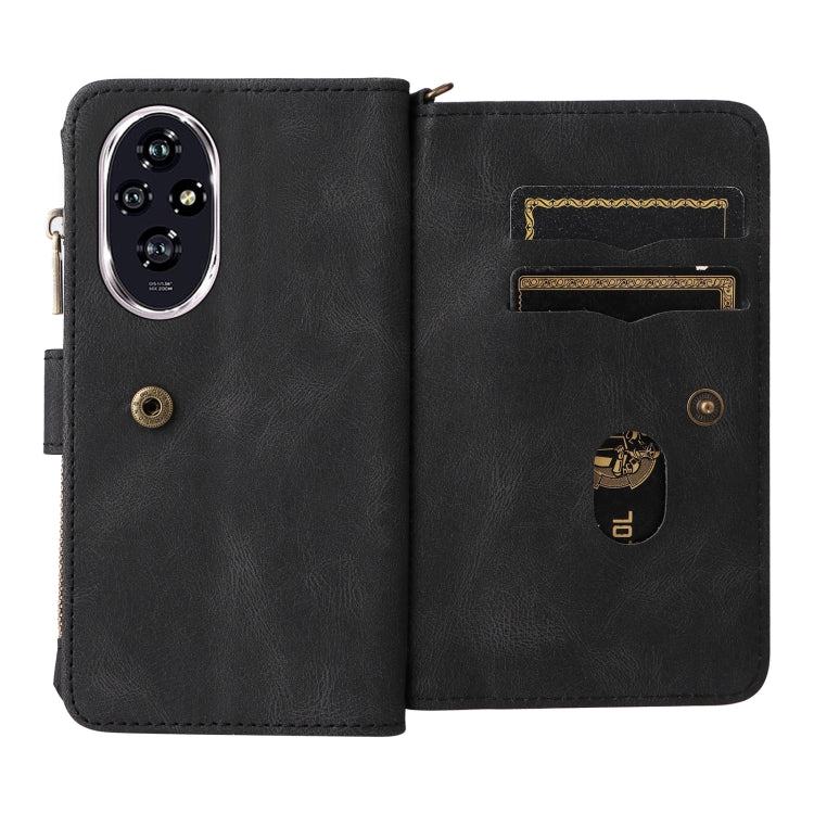 For Honor 200 Skin Feel Multi Card Slots Zipper Wallet Leather Phone Case