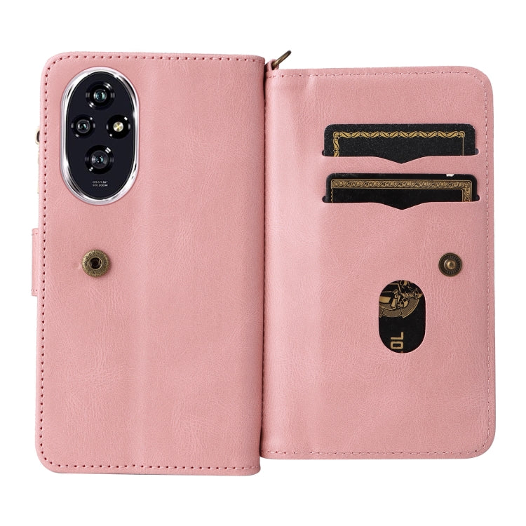 For Honor 200 Skin Feel Multi Card Slots Zipper Wallet Leather Phone Case