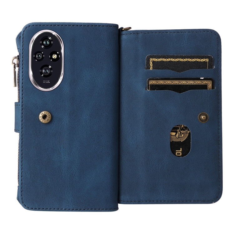 For Honor 200 Skin Feel Multi Card Slots Zipper Wallet Leather Phone Case