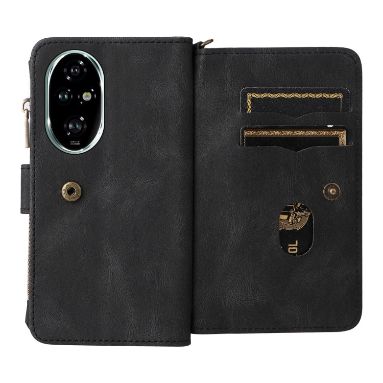 For Honor 200 Pro Skin Feel Multi Card Slots Zipper Wallet Leather Phone Case