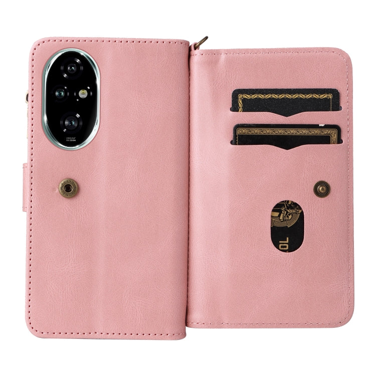 For Honor 200 Pro Skin Feel Multi Card Slots Zipper Wallet Leather Phone Case