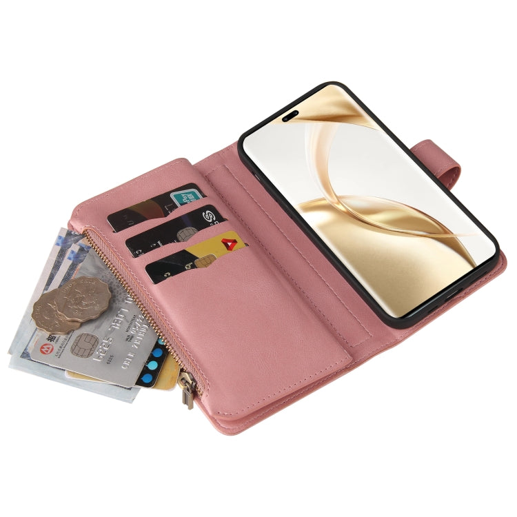 For Honor 200 Pro Skin Feel Multi Card Slots Zipper Wallet Leather Phone Case
