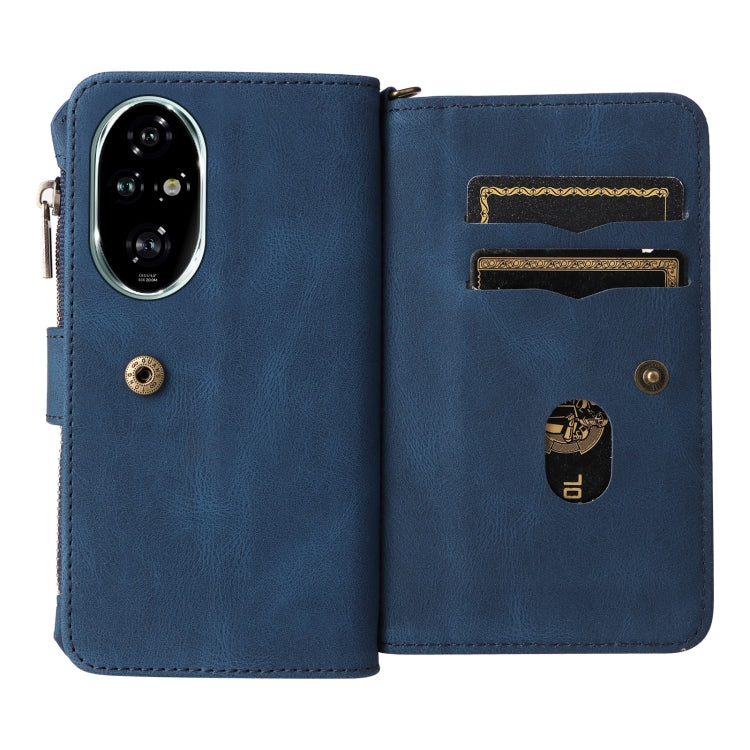 For Honor 200 Pro Skin Feel Multi Card Slots Zipper Wallet Leather Phone Case