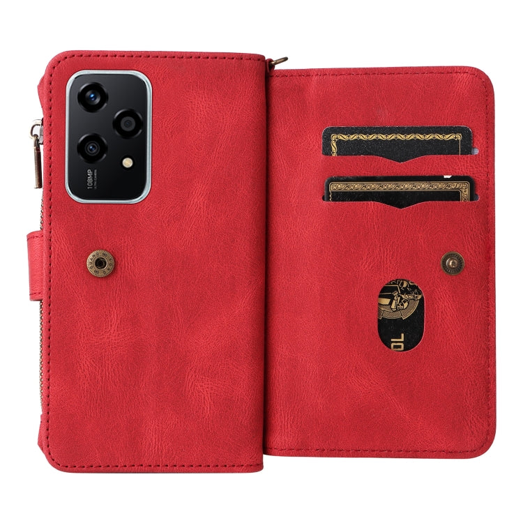 For Honor 200 Lite Global Skin Feel Multi Card Slots Zipper Wallet Leather Phone Case