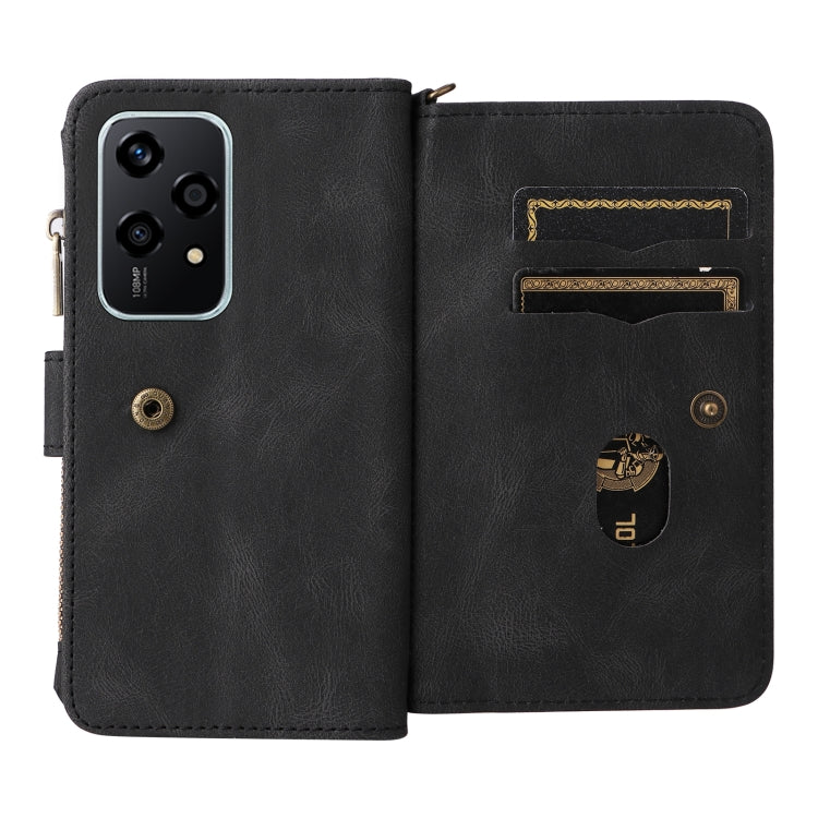 For Honor 200 Lite Global Skin Feel Multi Card Slots Zipper Wallet Leather Phone Case
