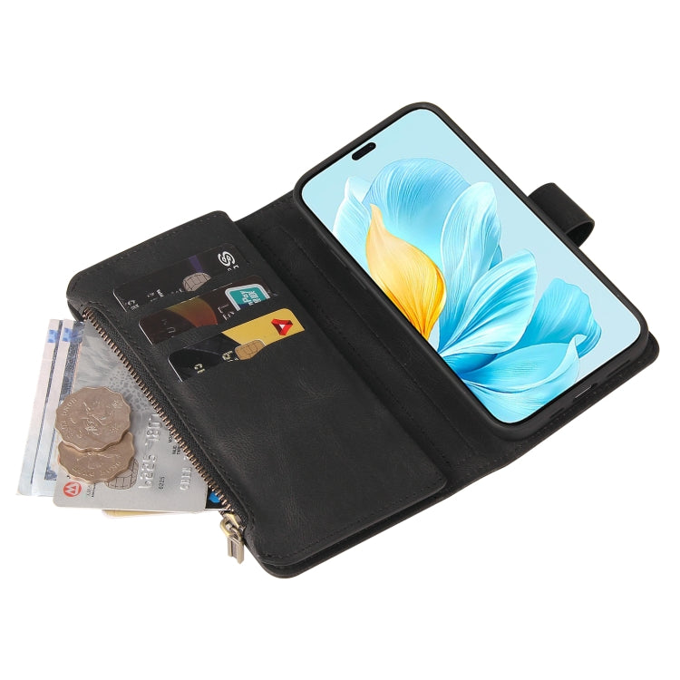 For Honor 200 Lite Global Skin Feel Multi Card Slots Zipper Wallet Leather Phone Case