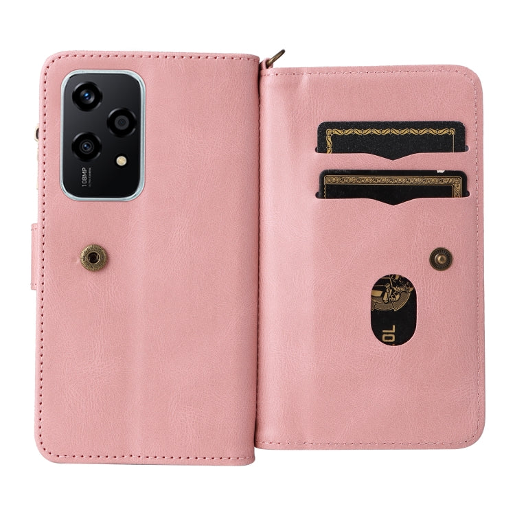 For Honor 200 Lite Global Skin Feel Multi Card Slots Zipper Wallet Leather Phone Case