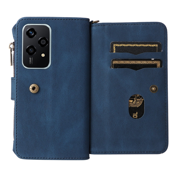For Honor 200 Lite Global Skin Feel Multi Card Slots Zipper Wallet Leather Phone Case