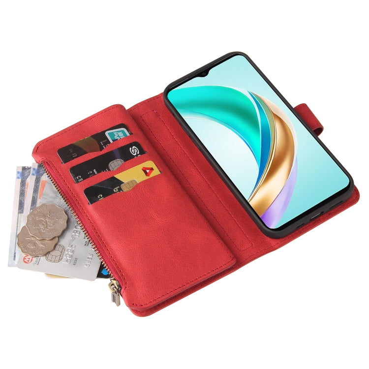 For Honor X6b Skin Feel Multi Card Slots Zipper Wallet Leather Phone Case