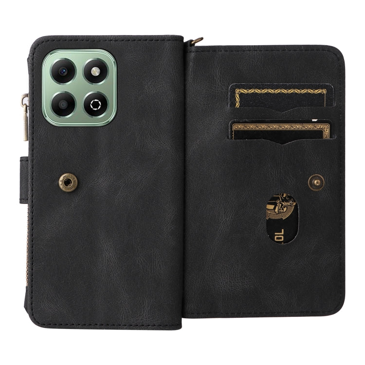 For Honor X6b Skin Feel Multi Card Slots Zipper Wallet Leather Phone Case