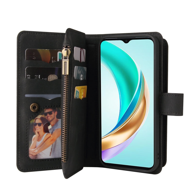 For Honor X6b Skin Feel Multi Card Slots Zipper Wallet Leather Phone Case