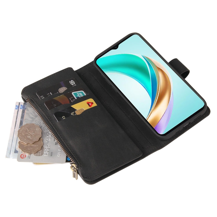 For Honor X6b Skin Feel Multi Card Slots Zipper Wallet Leather Phone Case