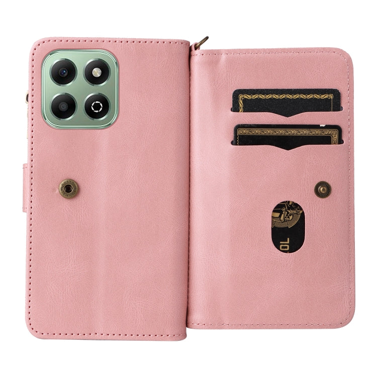 For Honor X6b Skin Feel Multi Card Slots Zipper Wallet Leather Phone Case