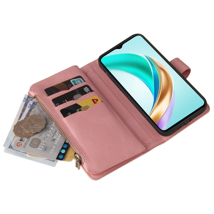 For Honor X6b Skin Feel Multi Card Slots Zipper Wallet Leather Phone Case