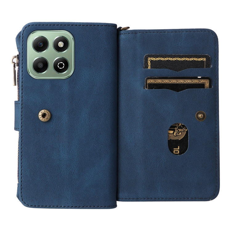 For Honor X6b Skin Feel Multi Card Slots Zipper Wallet Leather Phone Case