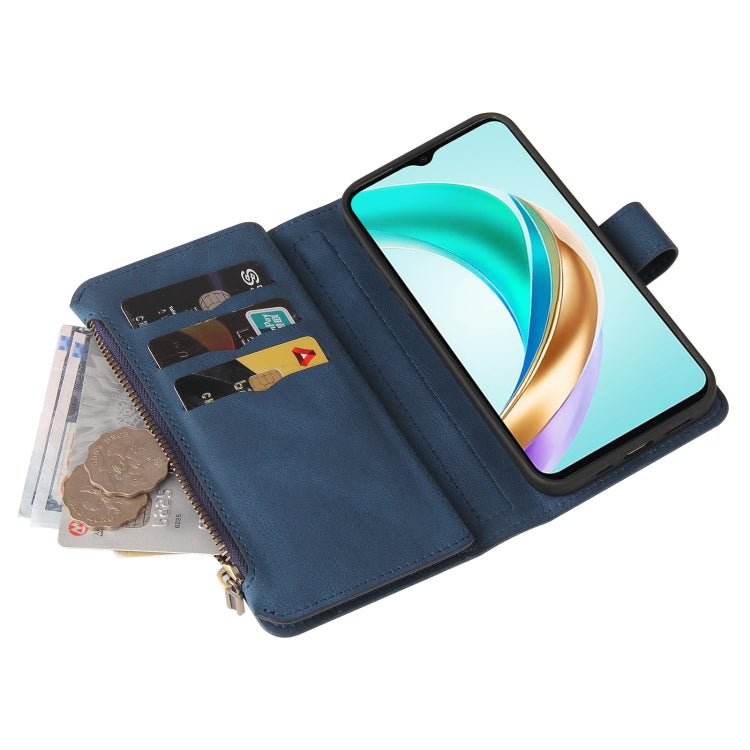 For Honor X6b Skin Feel Multi Card Slots Zipper Wallet Leather Phone Case