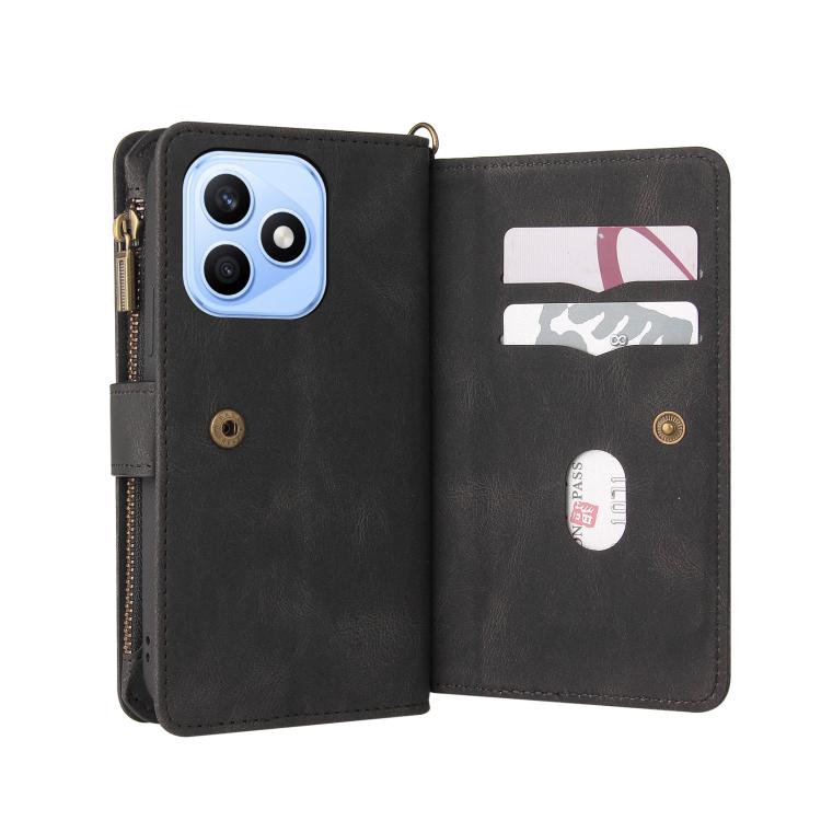 For Honor X8d 4G Skin Feel Multi Card Slots Zipper Wallet Leather Phone Case