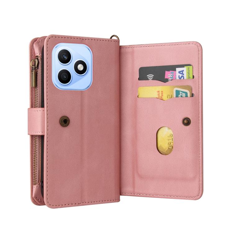For Honor X8d 4G Skin Feel Multi Card Slots Zipper Wallet Leather Phone Case