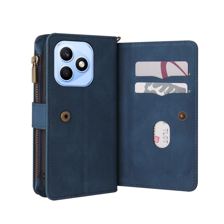 For Honor X8d 4G Skin Feel Multi Card Slots Zipper Wallet Leather Phone Case