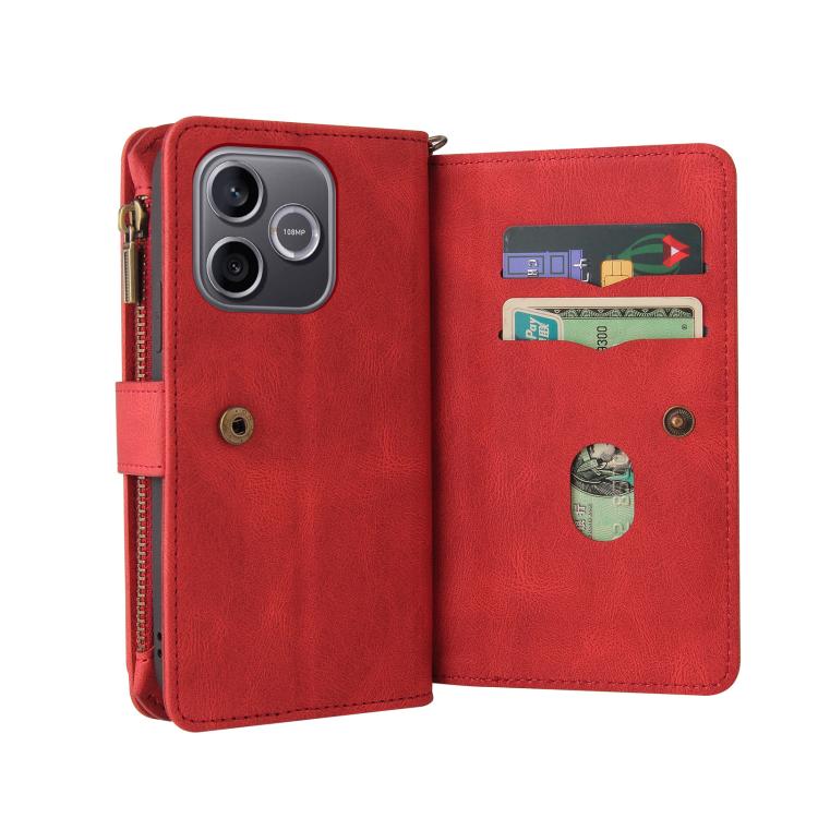 For Honor 600 Lite Global Skin Feel Multi Card Slots Zipper Wallet Leather Phone Case