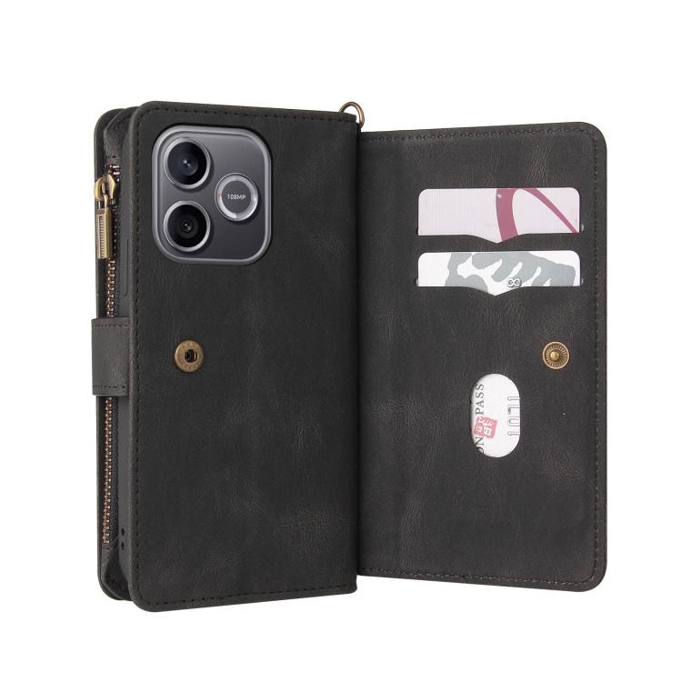For Honor 600 Lite Global Skin Feel Multi Card Slots Zipper Wallet Leather Phone Case