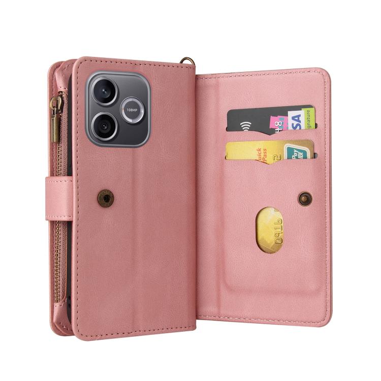 For Honor 600 Lite Global Skin Feel Multi Card Slots Zipper Wallet Leather Phone Case