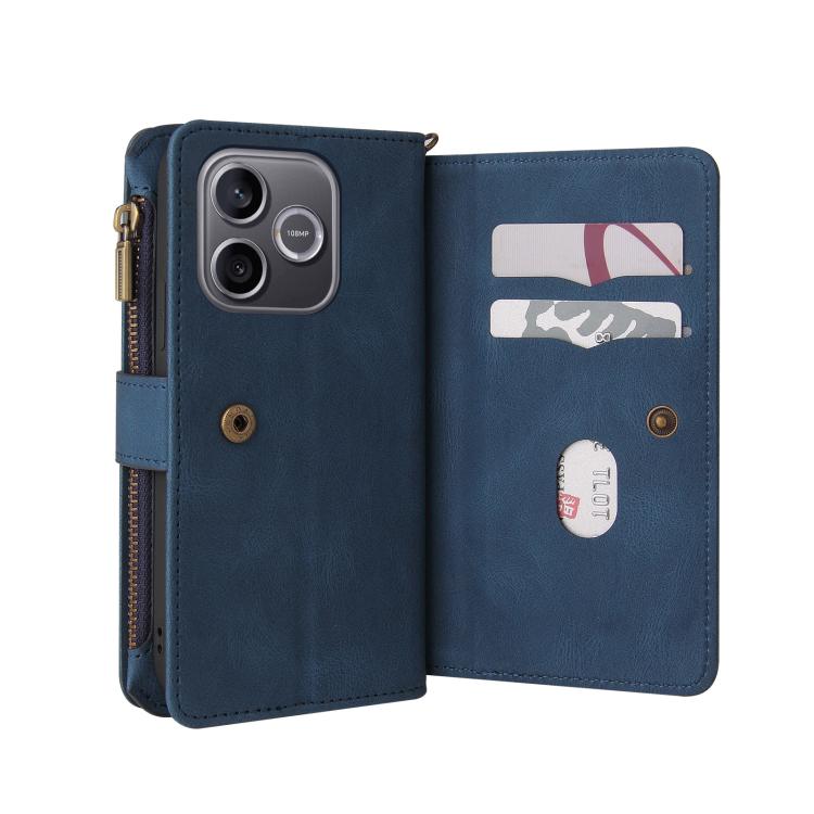For Honor 600 Lite Global Skin Feel Multi Card Slots Zipper Wallet Leather Phone Case
