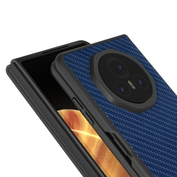 For Honor Magic V3 Black Frame Carbon Fiber Texture PU Phone Case