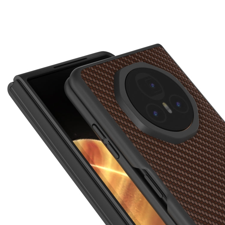 For Honor Magic V3 Black Frame Carbon Fiber Texture PU Phone Case