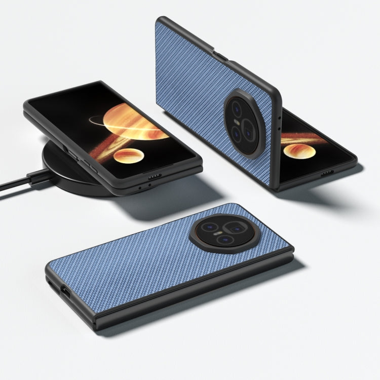 For Honor Magic V3 Black Frame Carbon Fiber Texture PU Phone Case