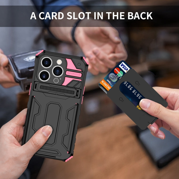 For iPhone 15 Pro Max Kickstand Armor Card Wallet Phone Case