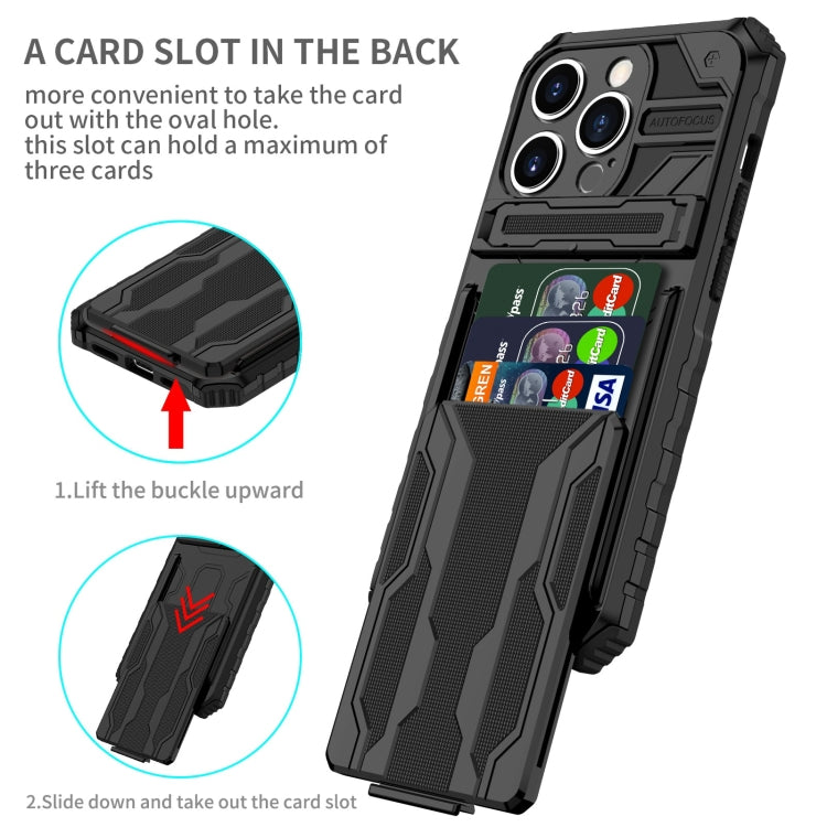 For iPhone 15 Pro Max Kickstand Armor Card Wallet Phone Case