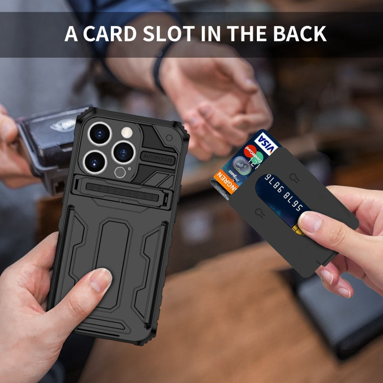 For iPhone 15 Pro Max Kickstand Armor Card Wallet Phone Case