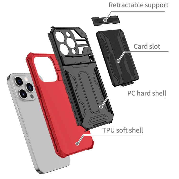 For iPhone 15 Pro Max Kickstand Armor Card Wallet Phone Case