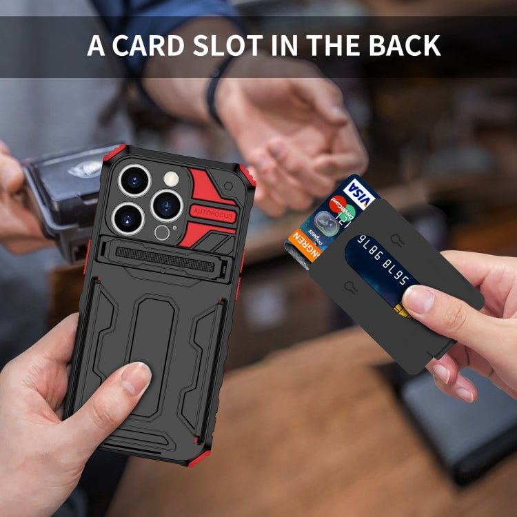 For iPhone 15 Pro Max Kickstand Armor Card Wallet Phone Case