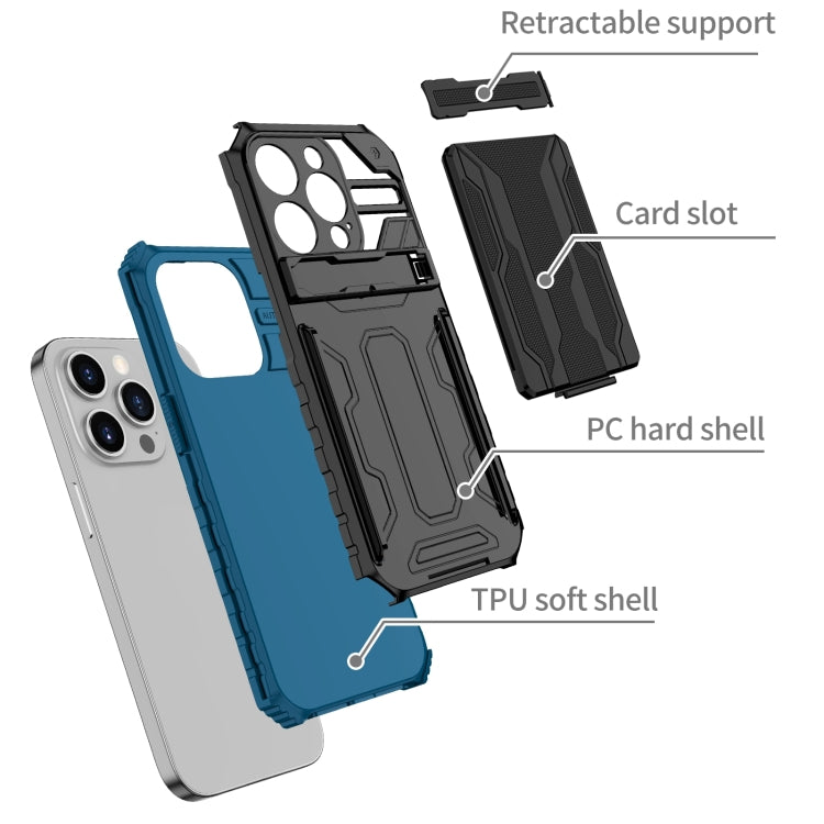For iPhone 15 Pro Max Kickstand Armor Card Wallet Phone Case