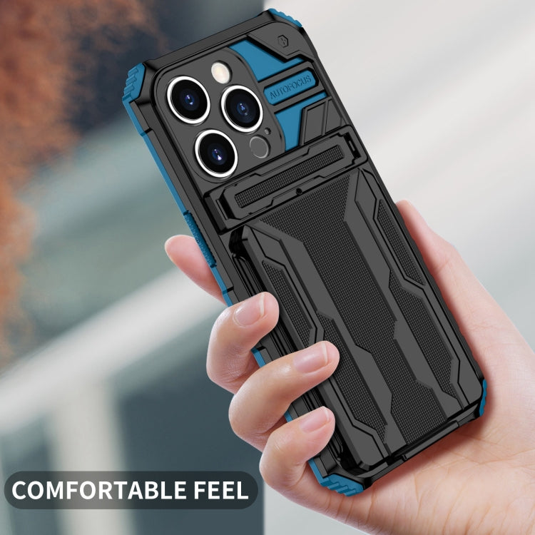 For iPhone 15 Pro Max Kickstand Armor Card Wallet Phone Case