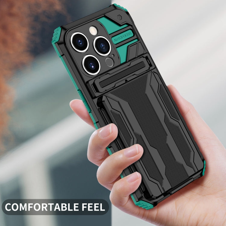 For iPhone 15 Pro Max Kickstand Armor Card Wallet Phone Case